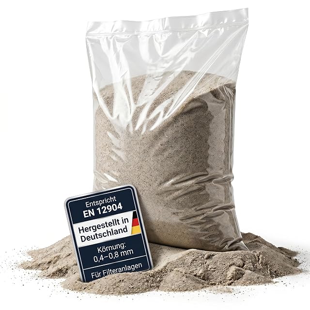 Saco BELKO de veinticinco kilogramos de arena filtrante de cuarzo lavada, granulometría de 0,4 a 0,8 milímetros