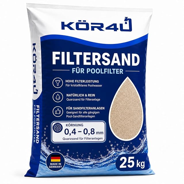 Saco kör4u de veinticinco kilogramos de arena filtrante de cuarzo de 0,4 a 0,8 milímetros