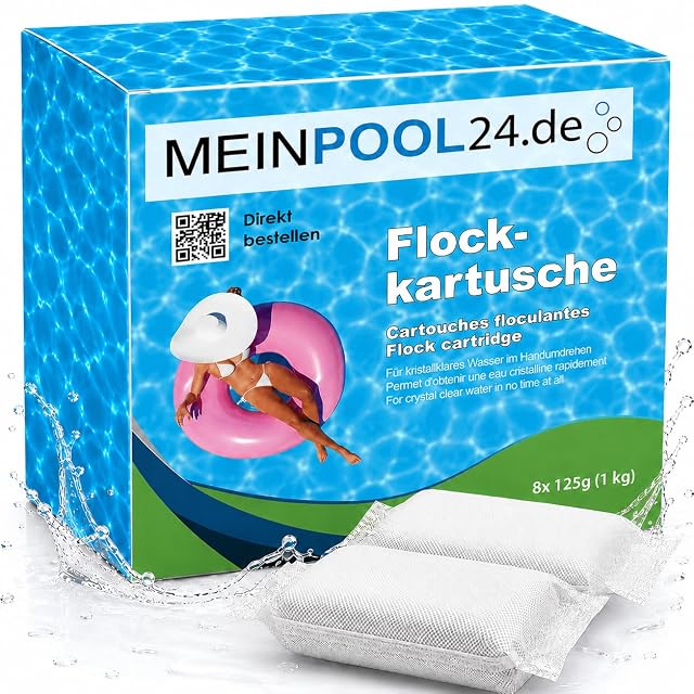 Cartuchos de floculación Meinpool24.de en envase de un kilogramo para filtros de arena y de vidrio