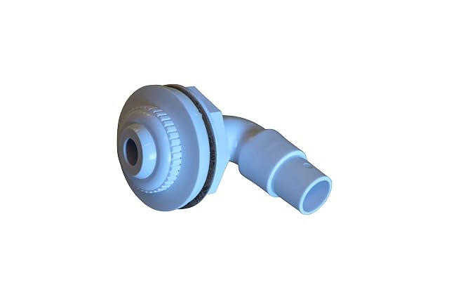 Pieza de impulsión de piscina SPIRATO blanca con codo de noventa grados y racor de apriete para manguera de 32 a 38 mm