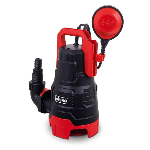 Bomba sumergible para aguas sucias Scheppach DWP400, con asa de transporte e interruptor de flotador