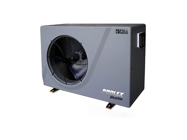 Bomba de calor de piscina POOLEX Silverline Inverter 70 sobre una terraza pavimentada
