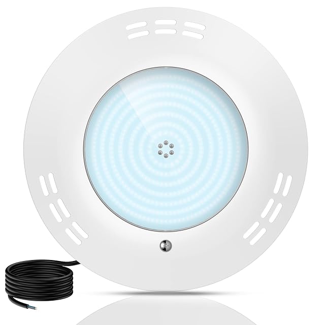 Luz de piscina LED plana rellena de resina LyLmLe, montada en la pared de una piscina sin nicho