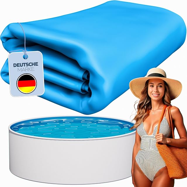 Liner de piscina de solape poolomio azul para una piscina redonda de pared de acero de cuatrocientos sesenta por noventa centímetros