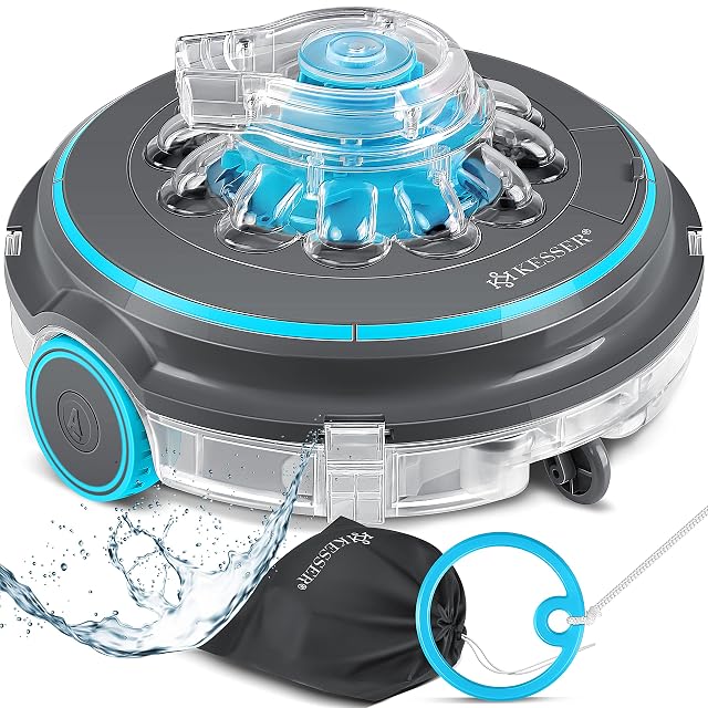 Robot de piscina sin cable KESSER Aqua-9000 en antracita, con su bolsa de transporte