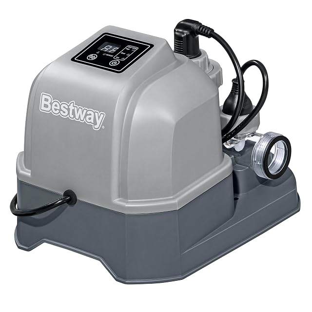 Clorador salino Bestway Hydrogenic, conectado en línea con un sistema de filtración de piscina
