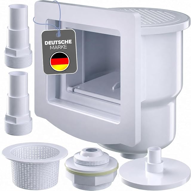 Conjunto de skimmer de piscina empotrado poolomio con cesta, compuerta, boquilla de impulsión, junta y tornillos