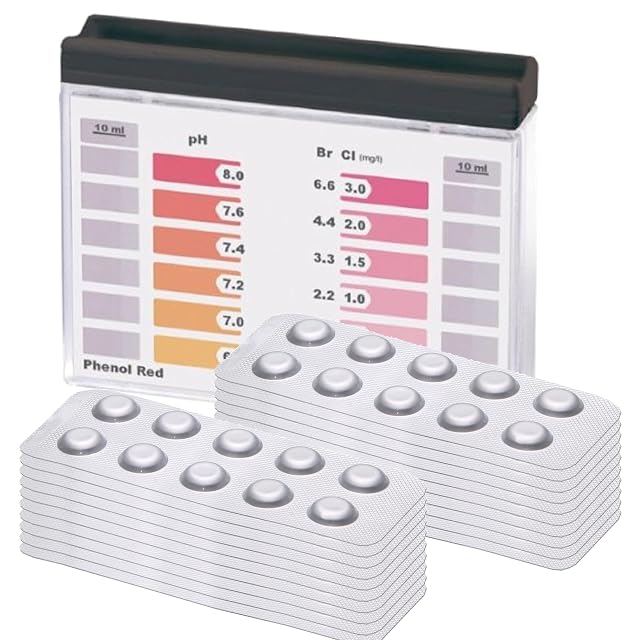 Comparador POWERHAUS24 Probador rápido con una gran dotación de pastillas DPD 1 y de rojo de fenol